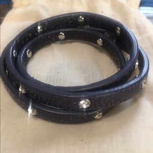 Leather and Crystal wrap bracelet